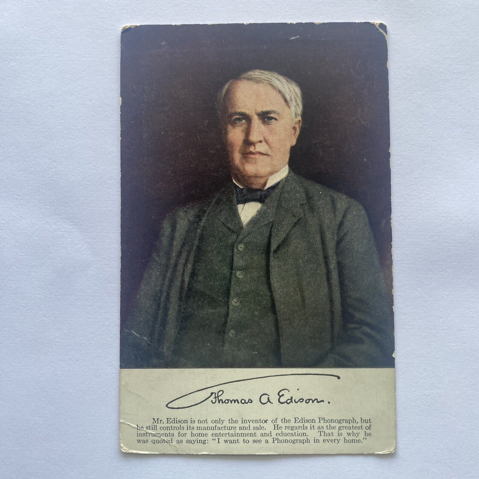 Thomas A Edison Postcard UNP VTG Divided Back