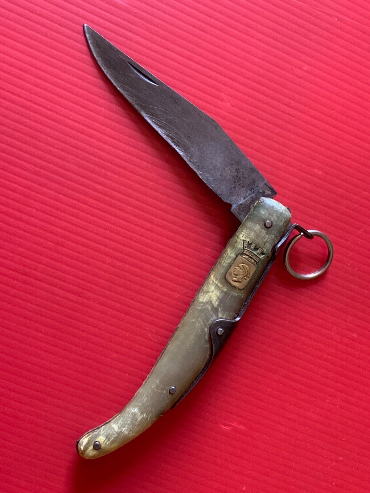 antique Corsican folding knife horn Moor\'s head