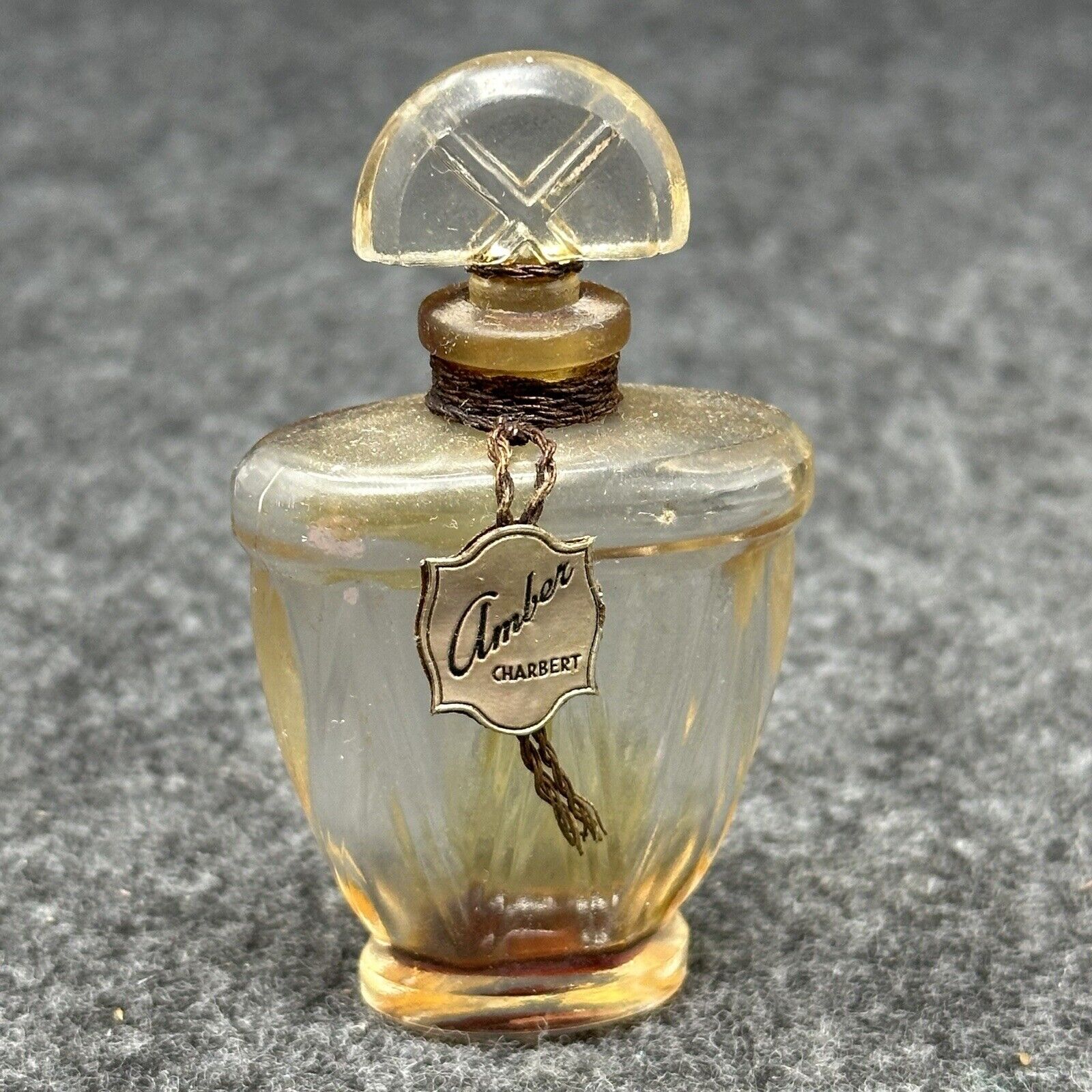 Amber CHARBERT Vintage Perfume Bottle Sample Size Vanity Glass Stopper