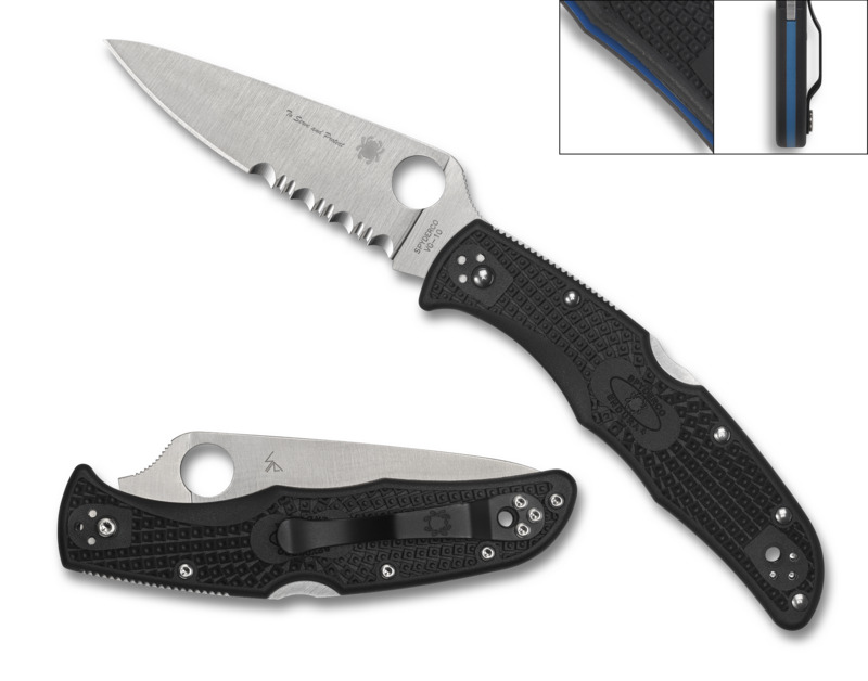 Spyderco Knives \'Thin Blue Line\' Endura 4  Stainless C10FPSBKBL Pocket Knife