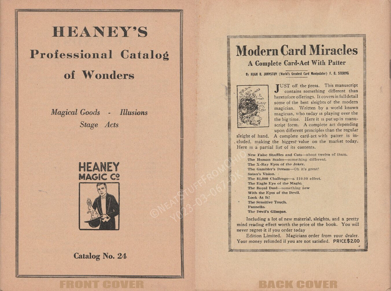 HEANEY\'S MAGIC COMPANY CATALOG No. 24, CIRCA 1923, 96-PAGES, GREAT CONDITION 🔮