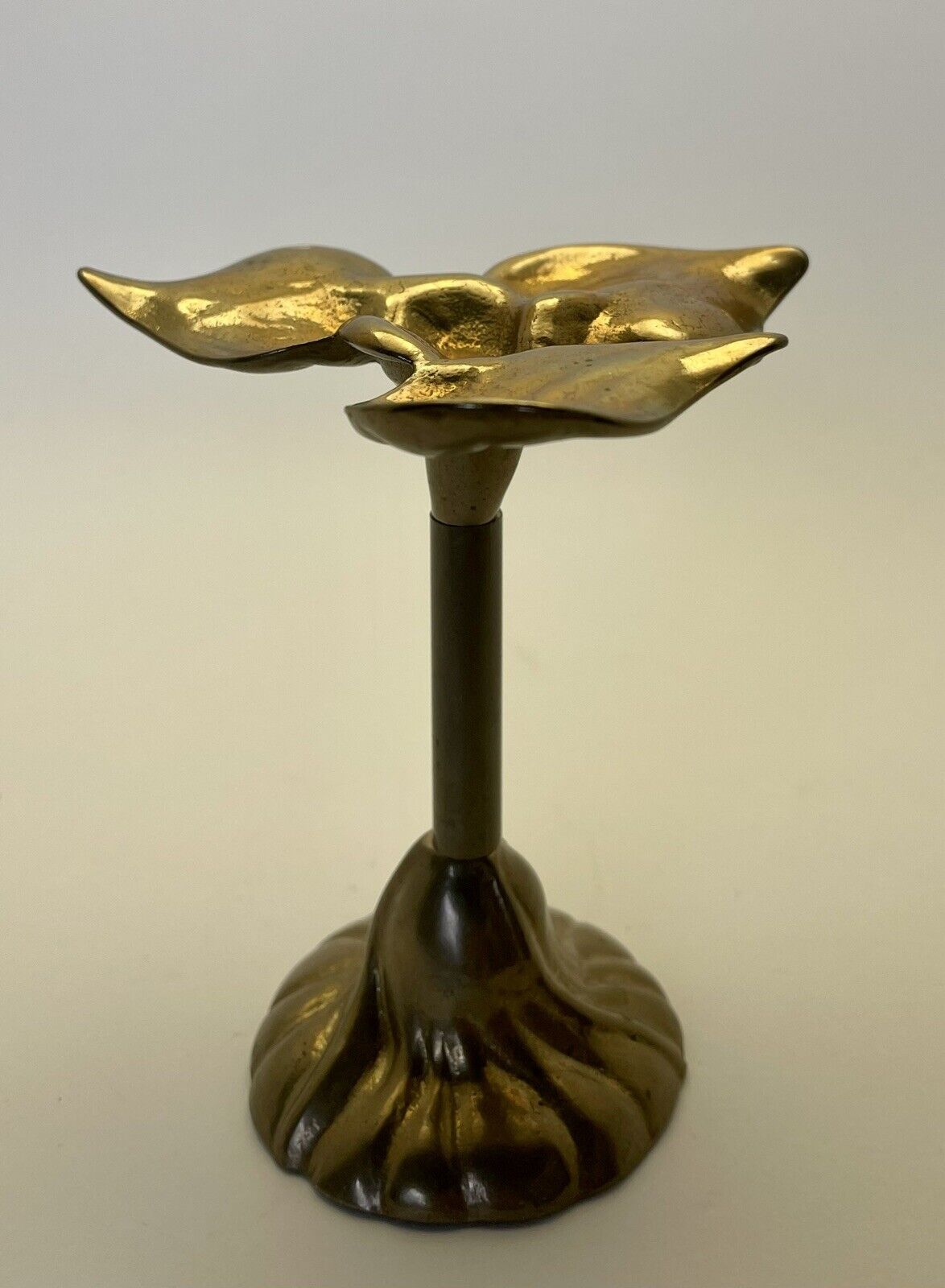 Organic Art Nouveau Brass Candlestick,  Vintage