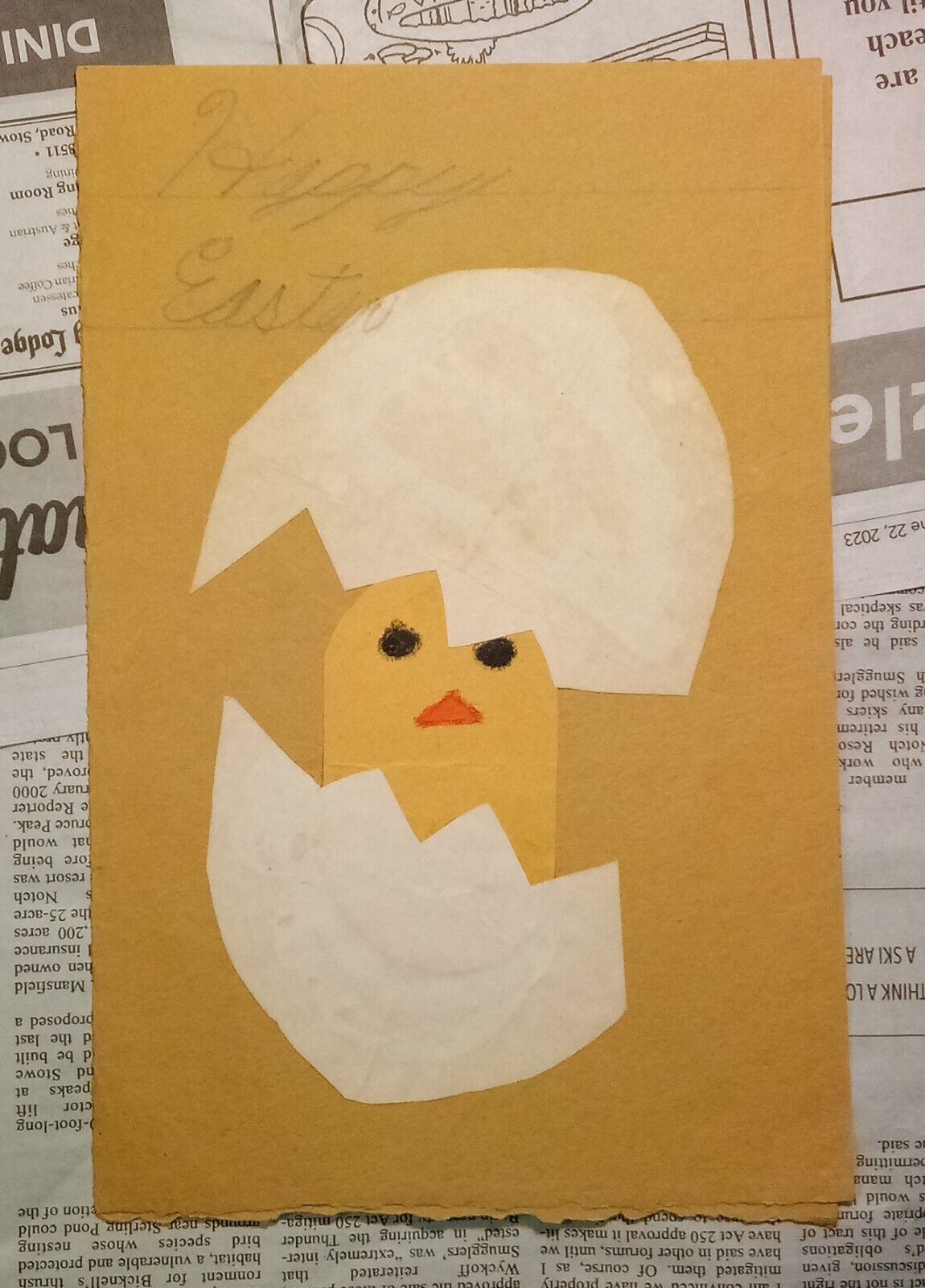 Vintage MCM Homemade Happy Easter Greeting Card 6X9.25\