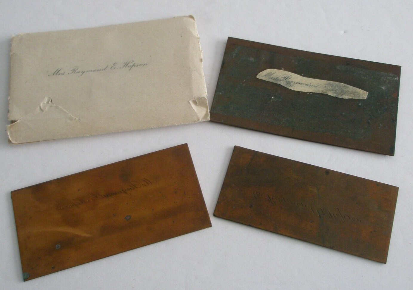 3 Antique Copper Engraved Calling Card/Business Card Engraved Printing Plate