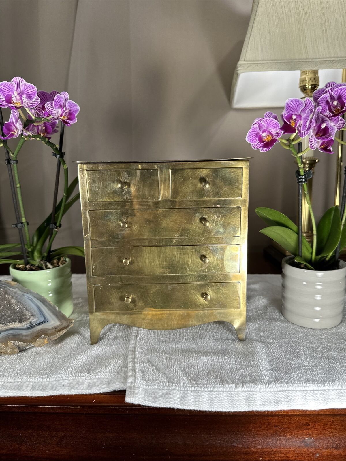 Vintage Sarreid Ltd Dresser Shaped Brass Trinket Chest Box Made In Italy RARE