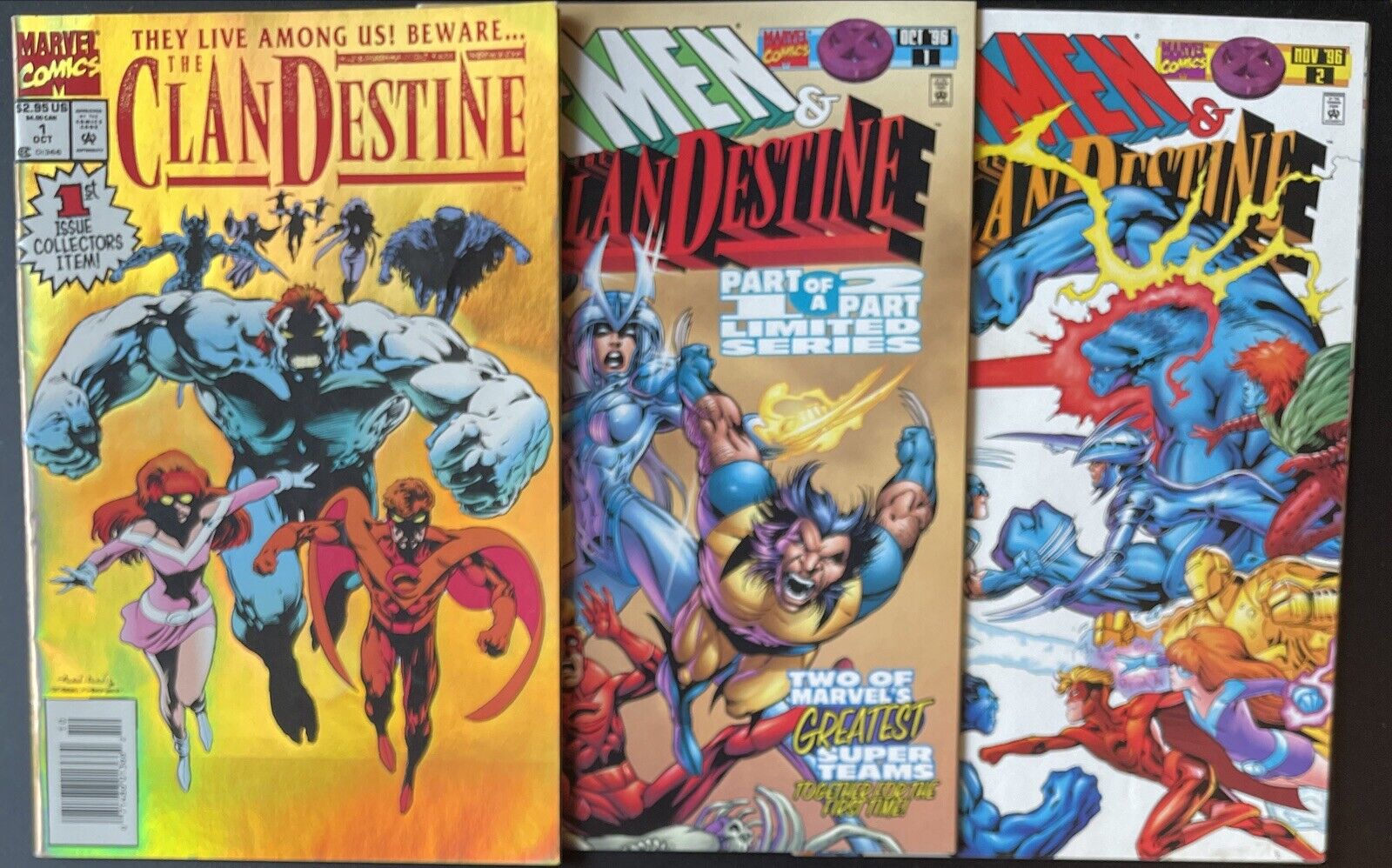 Clandestine #1 + X-Men & Clandestine #1 #2 Complete Set (Marvel 1994/1996)