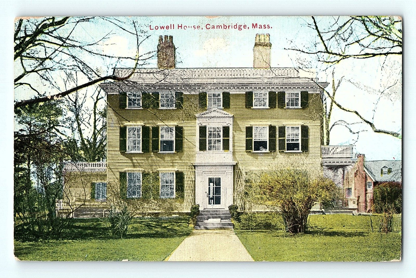 Lowell House Cambridge Massachusetts Front View Antique Postcard E2