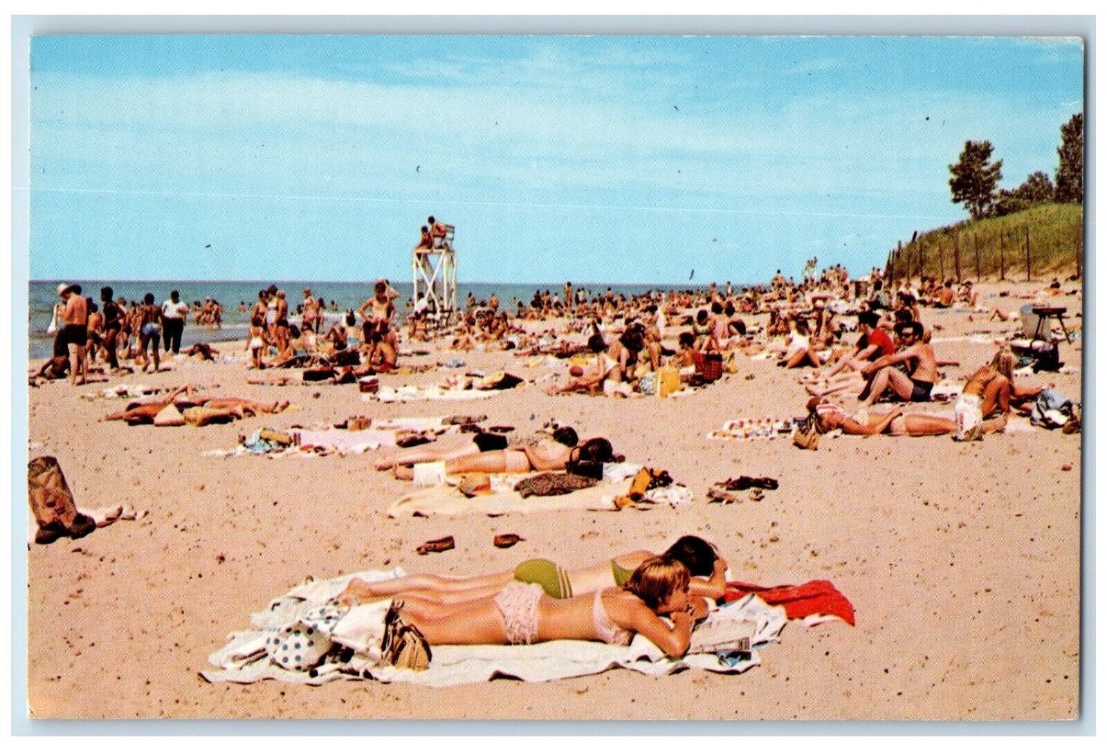 c1960 Indiana Dunes State Park Lake Michigan Chesterton Indiana Vintage Postcard