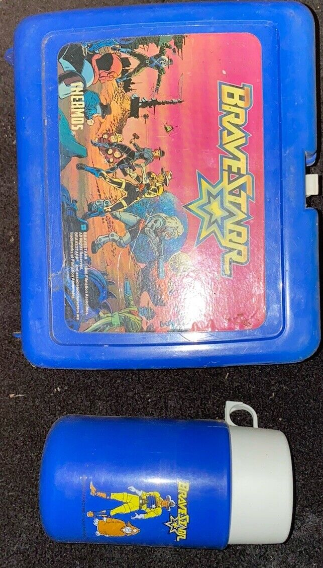 VINTAGE 1986 BRAVESTARR PLASTIC LUNCHBOX AND THERMOS SET
