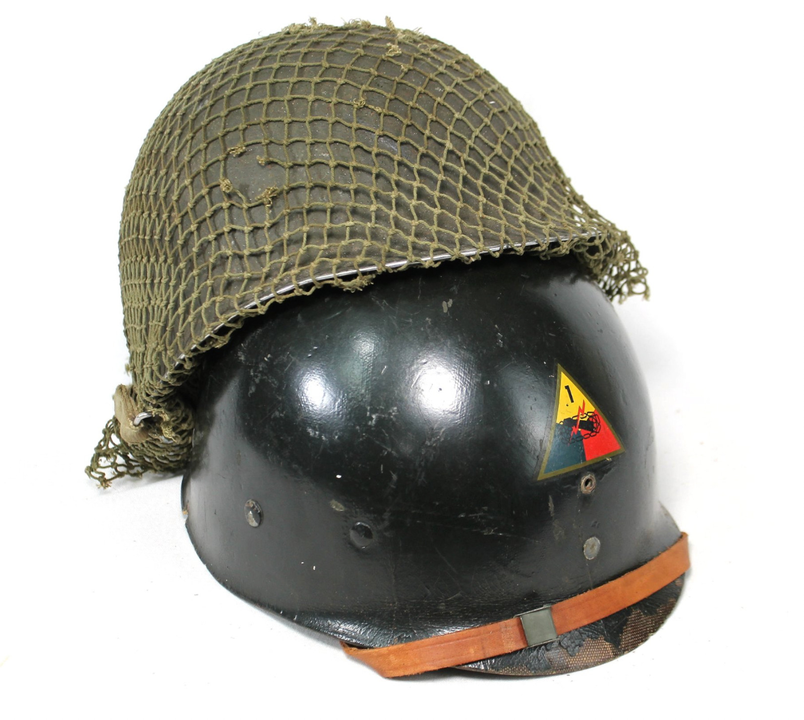 WWII US M1 Complete 1st Armored Division Named Helmet Set