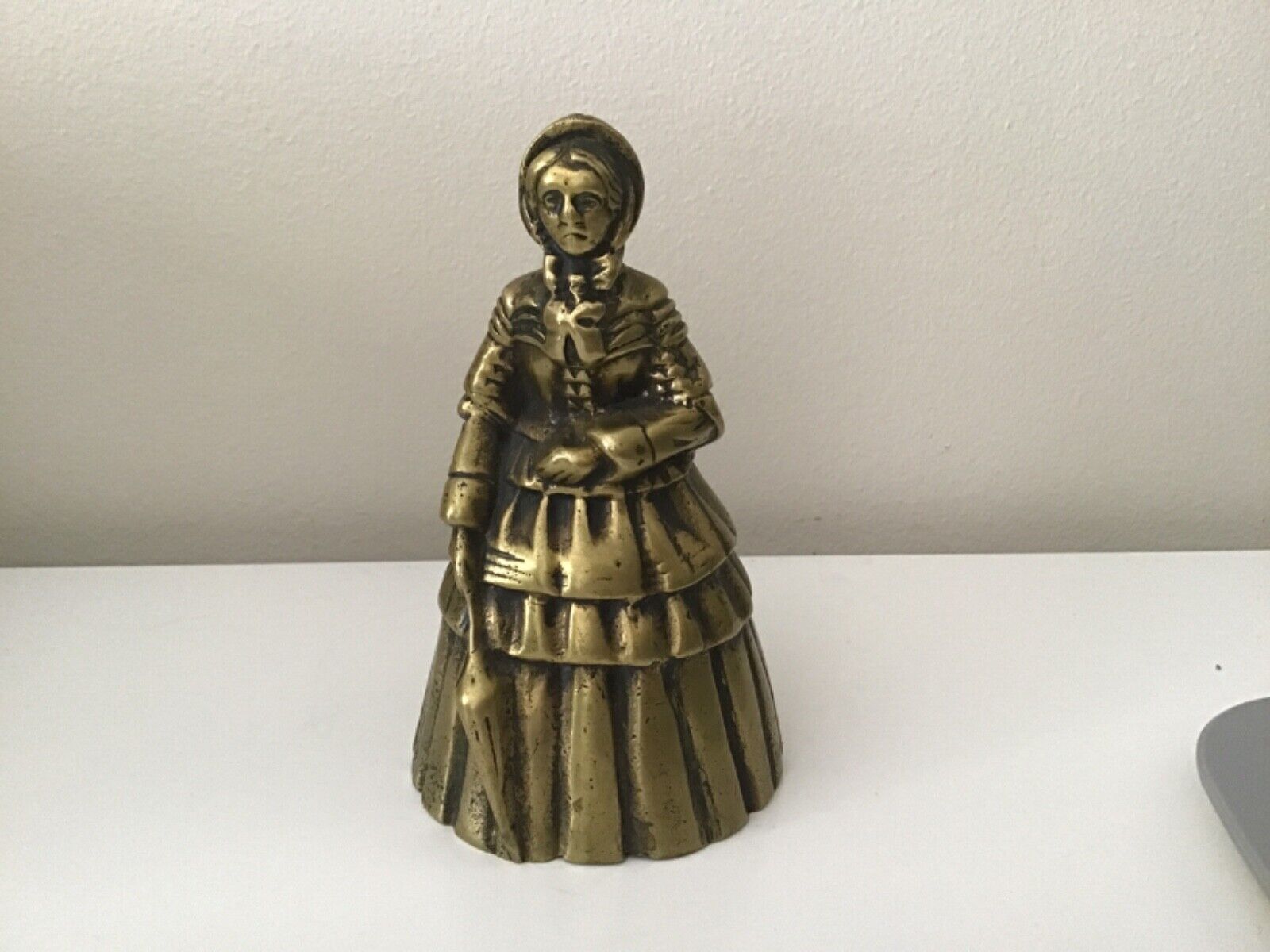 Beautiful large brass figural lady bell 5.5”