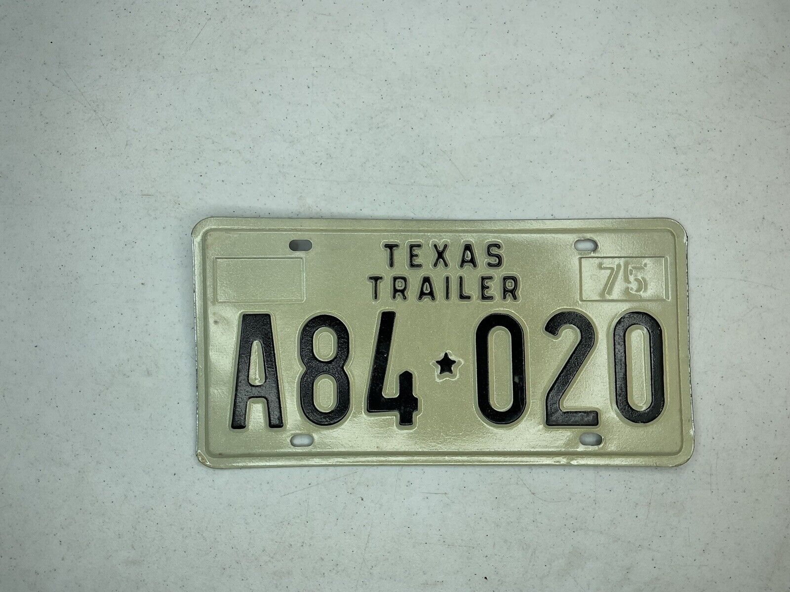 1975 Texas Trailer License Plate Tag# A84020