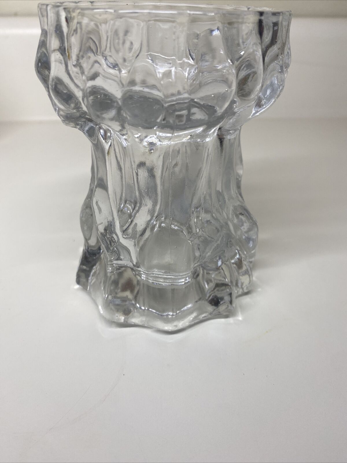 Vintage Ingrid Clear Glass Bark Vase Candle Holder Made in Germany Art Glass