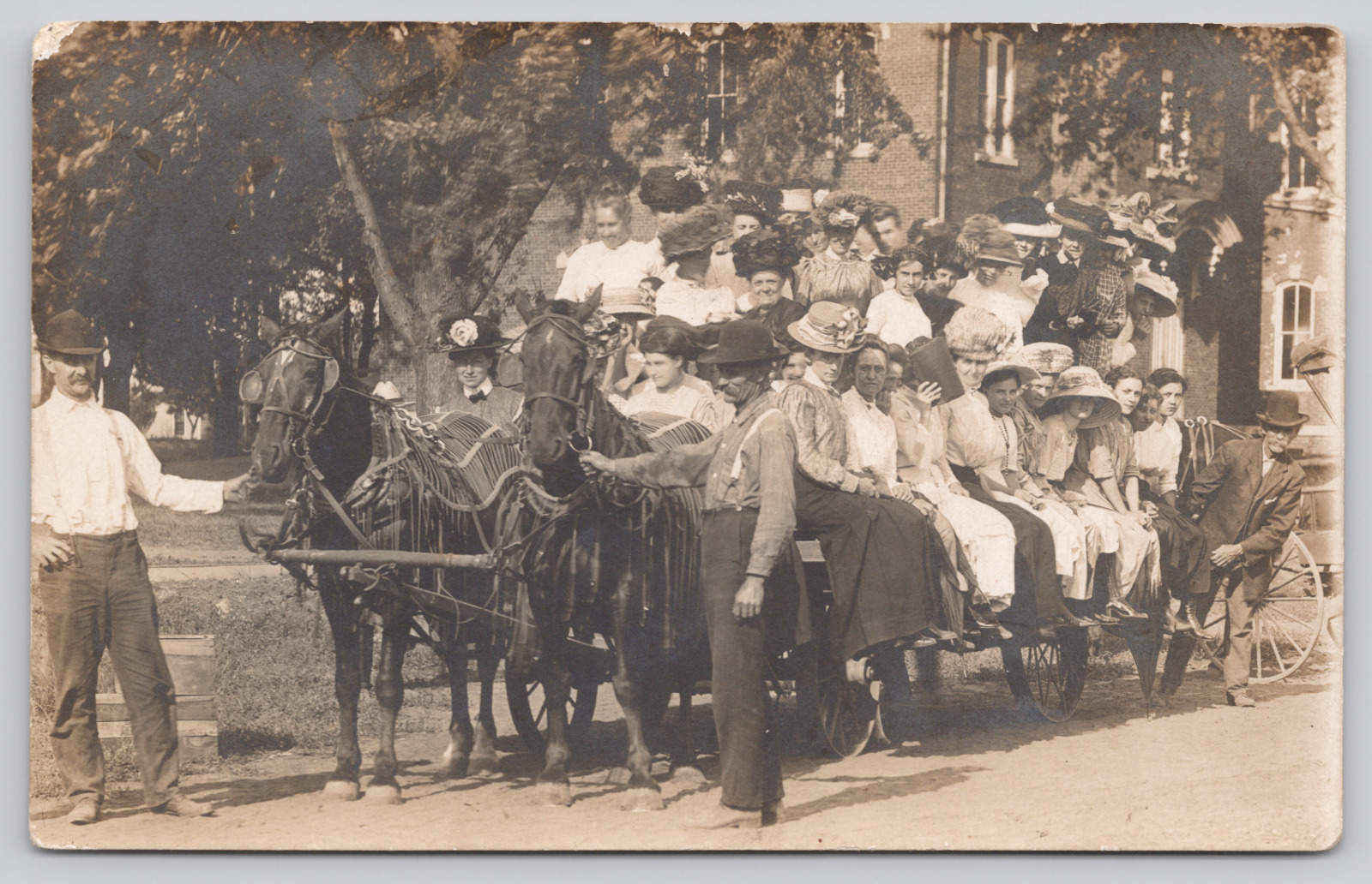 RPPC Horse Drawn Wagon with Almost 30 People A1061