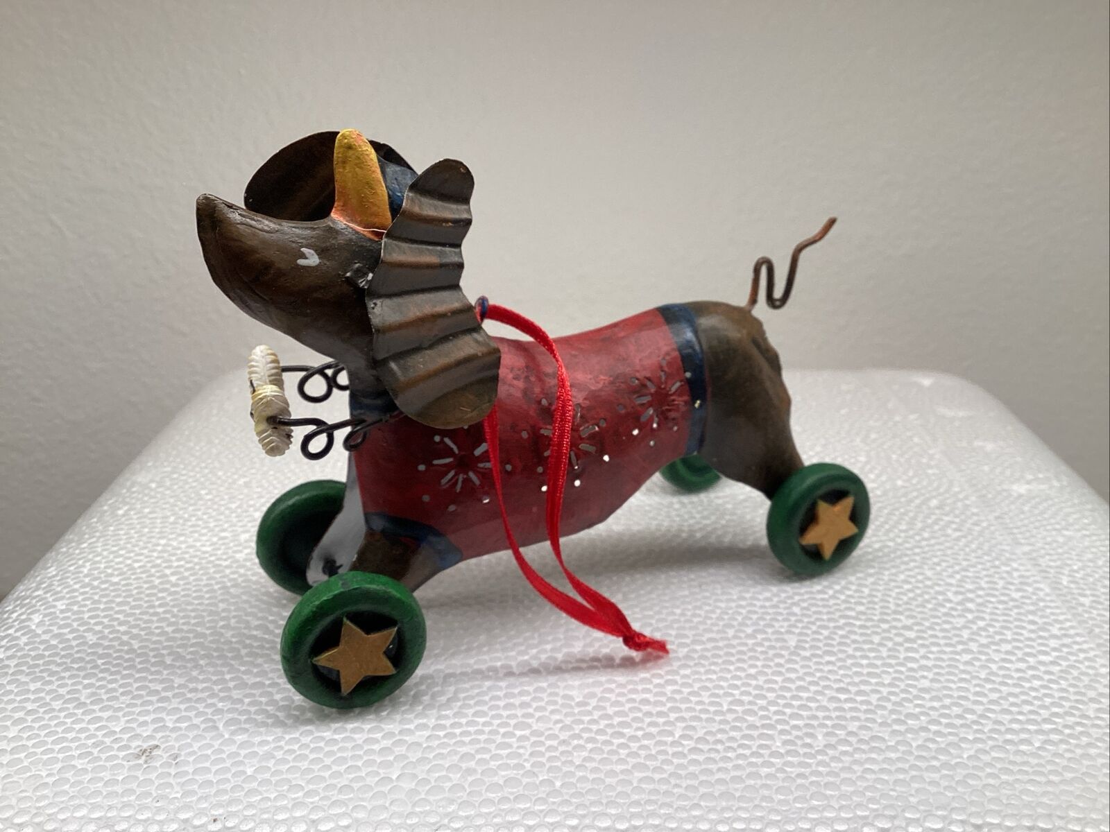 Vintage Pierced Tin Christmas Ornament Decoration Weiner Dog
