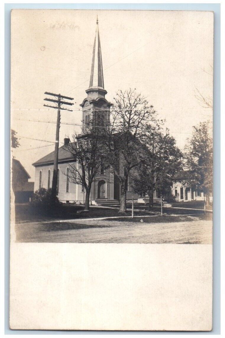c1905 Church Steeple View Elba New York NY RPPC Photo Unposted Postcard