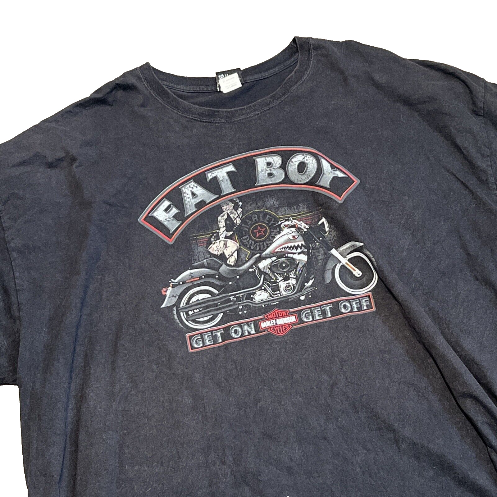Kersting\'s Harley-Davidson T Shirt Men\'s 5XL Classic Fat Boy Black Short Sleeve