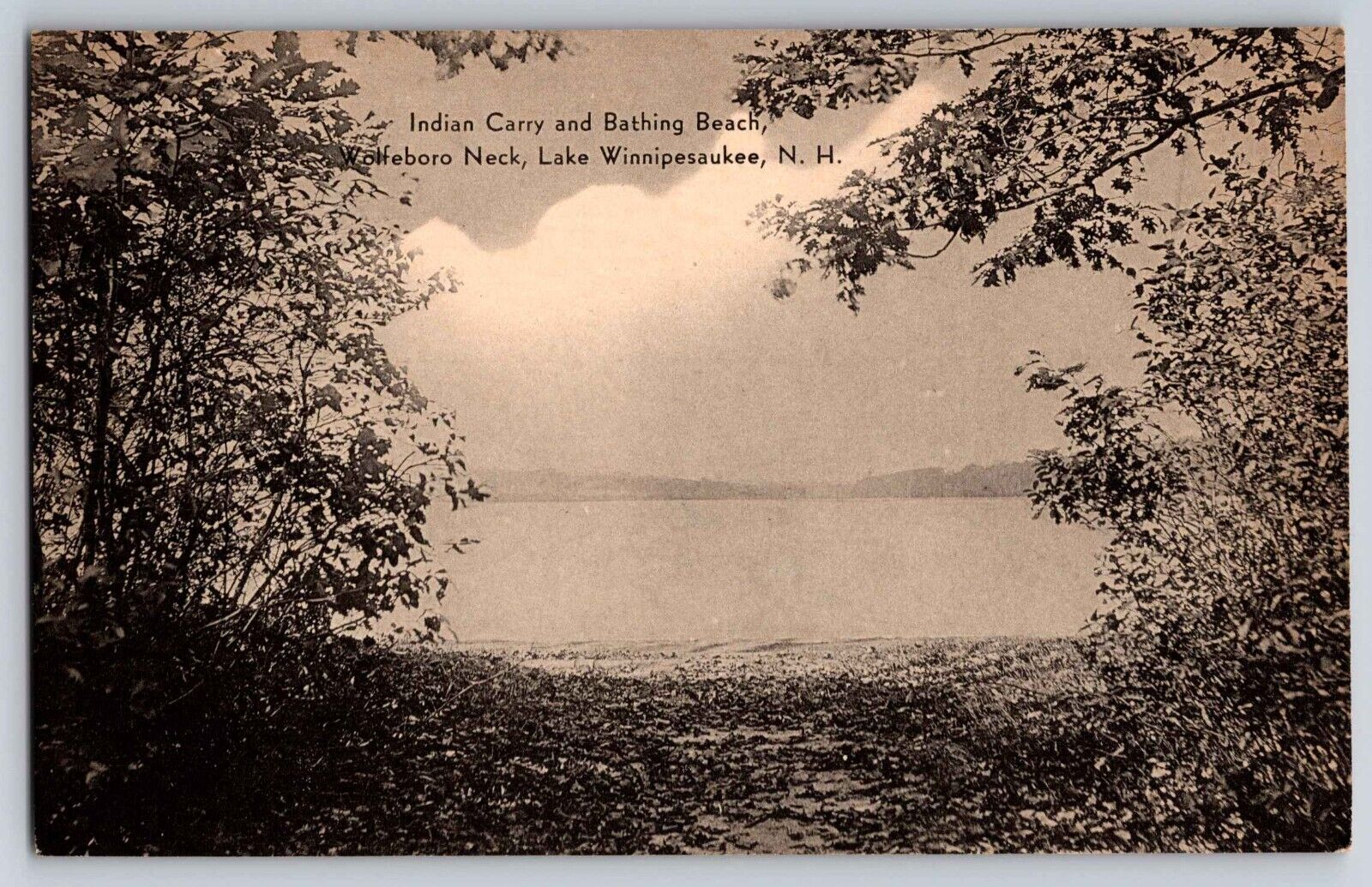Postcard Indian Carry & Bathing Beach Wolfeboro Neck Lake Winnipesaukee N.H. E 7