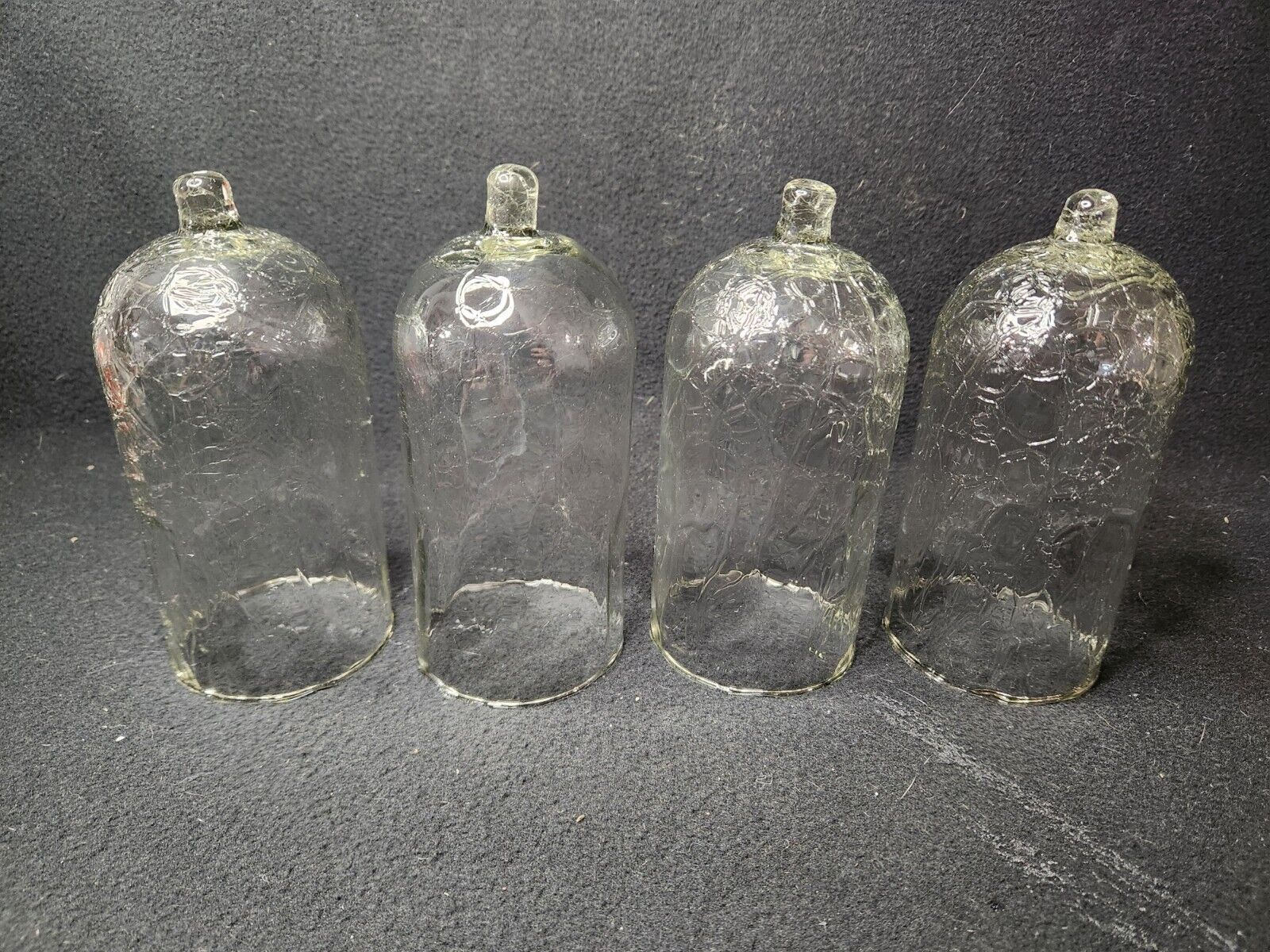 Vintage Clear Crackle Glass Peg Votive Cup Candle Holder Sconce - Set of 4