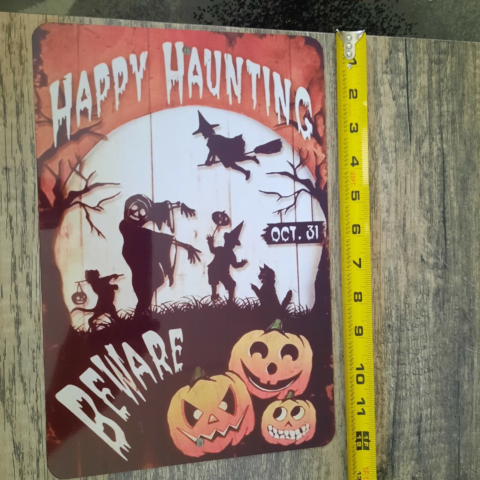 Happy Haunting Beware Halloween 8x12 Metal Wall Sign