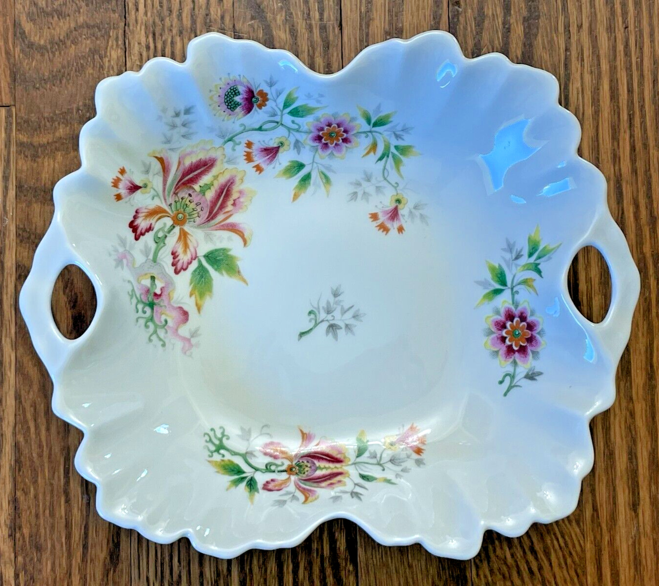 Vintage Limoges China Floral Trinket Jewelry Dish Tray Scalloped Edge, FRANCE