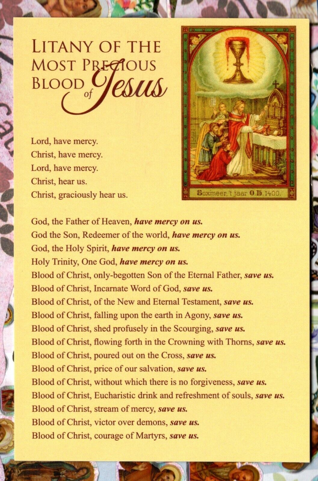 Litany of the Most Precious Blood of Jesus (4x6\