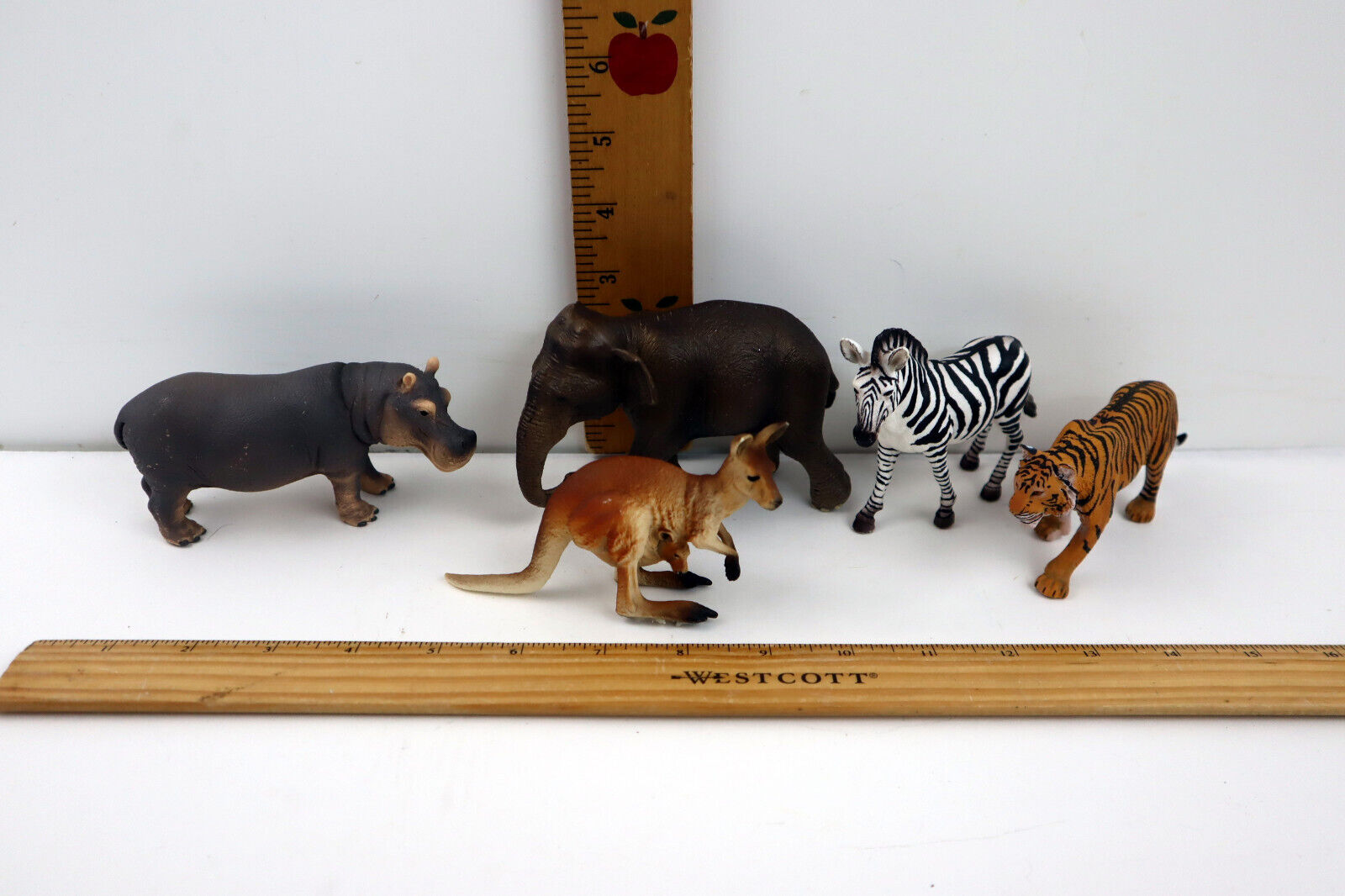 Schleich Wild Safari Animal Lot of 5 -Hippopotamus,Elephant,Zebra,Tiger,Kangaroo