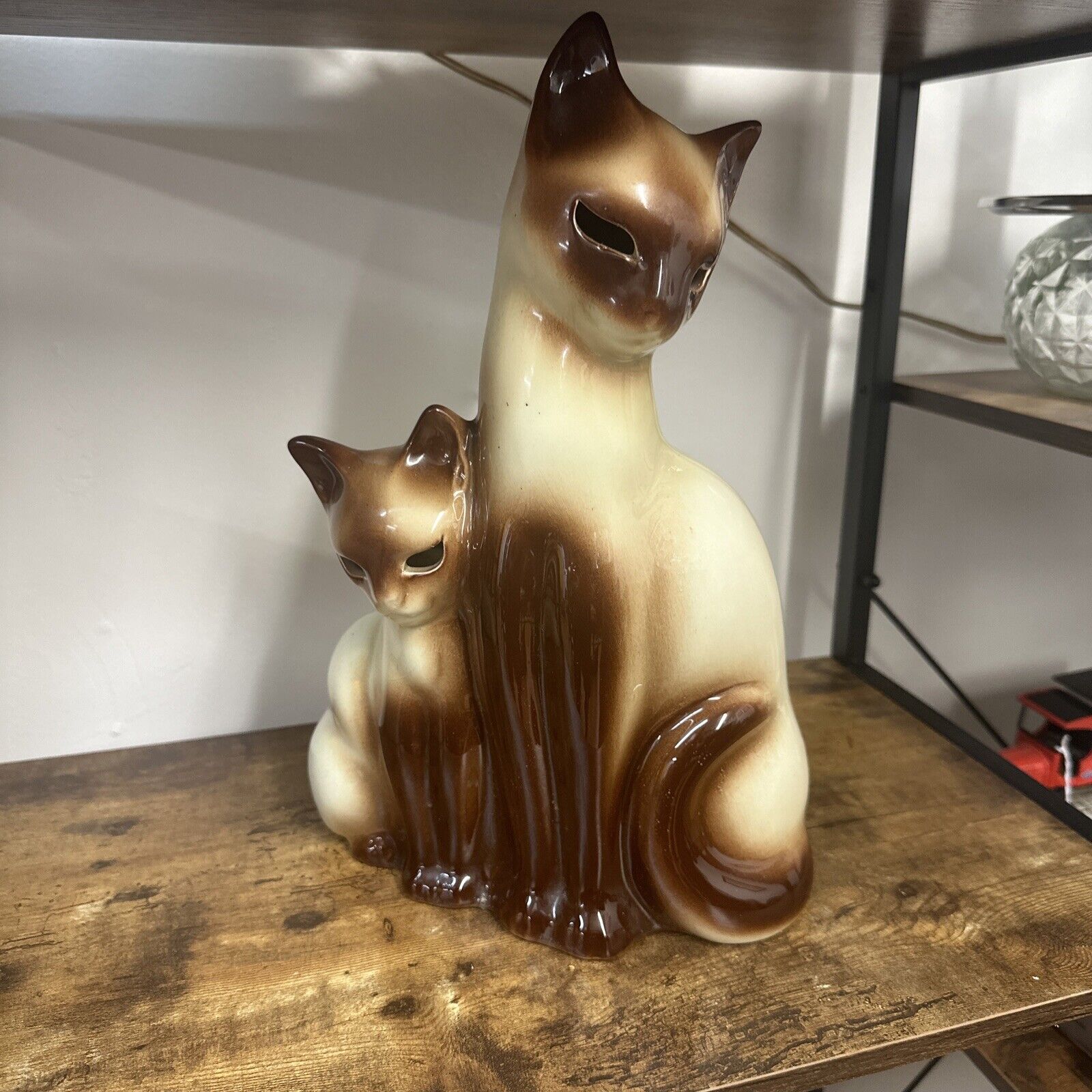 Mid Century Modern 1950’s Retro Ceramic Kron Siamese Cats TV Lamp