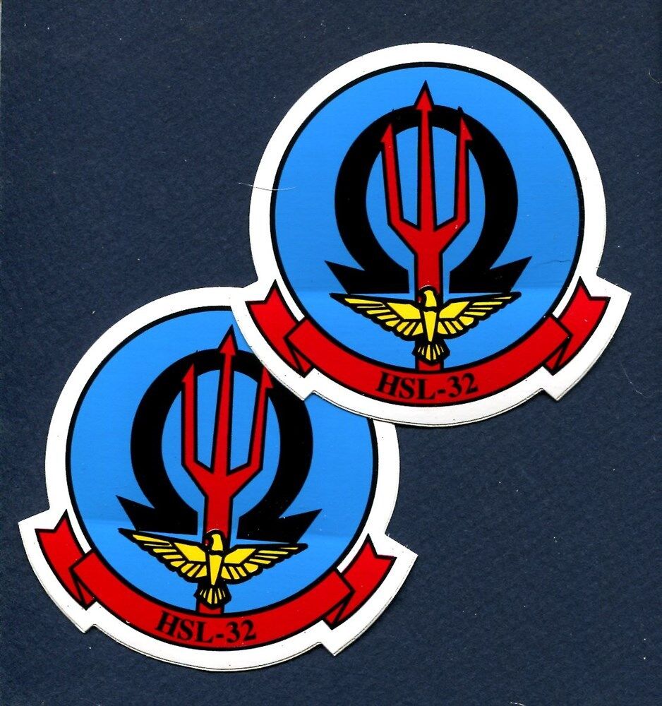 Sticker Set HSL-32 INVADERS NAVY SH-2 SEA SPRITE Helicopter Squadron Patch Image