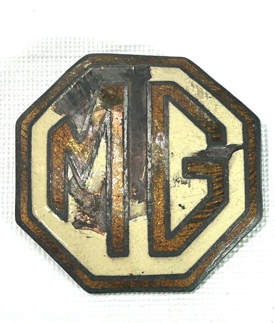 Vintage Original Enamel J Fray Ltd MG TF Car Badge Auto Emblem Read Damage 2\