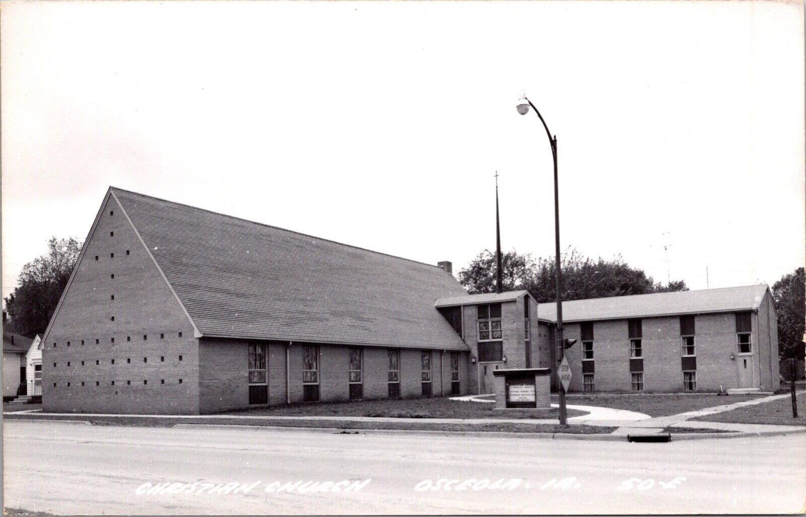 Real Photo Postcard Christian Church in Osceola, Iowa