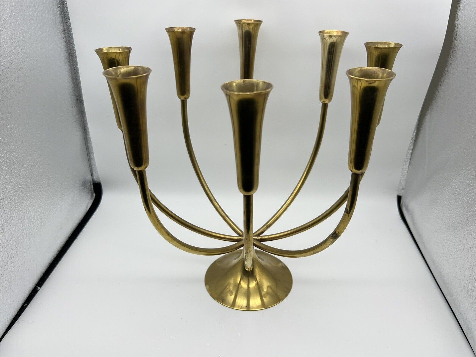 Mid Century Modern Illums Bolighus Denmark Brass  Candelabra 11” w by 11” tall