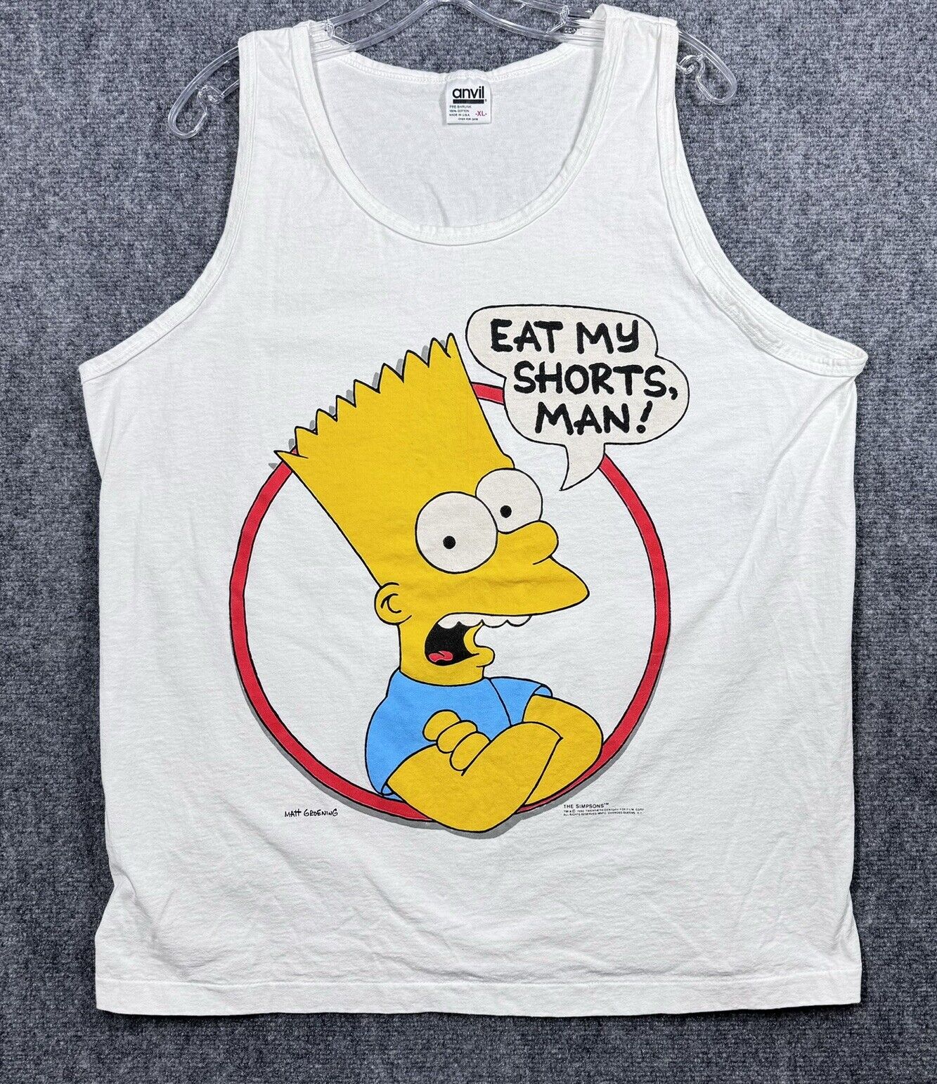 The Simpsons Bart Simpson Eat My Shorts Tank Top Original Vintage 1990 Size XL