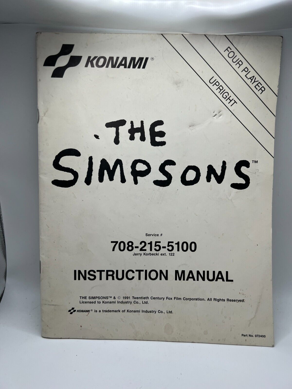 KONAMI:  THE SIMPSONS-  Instruction Manual - PN 072400