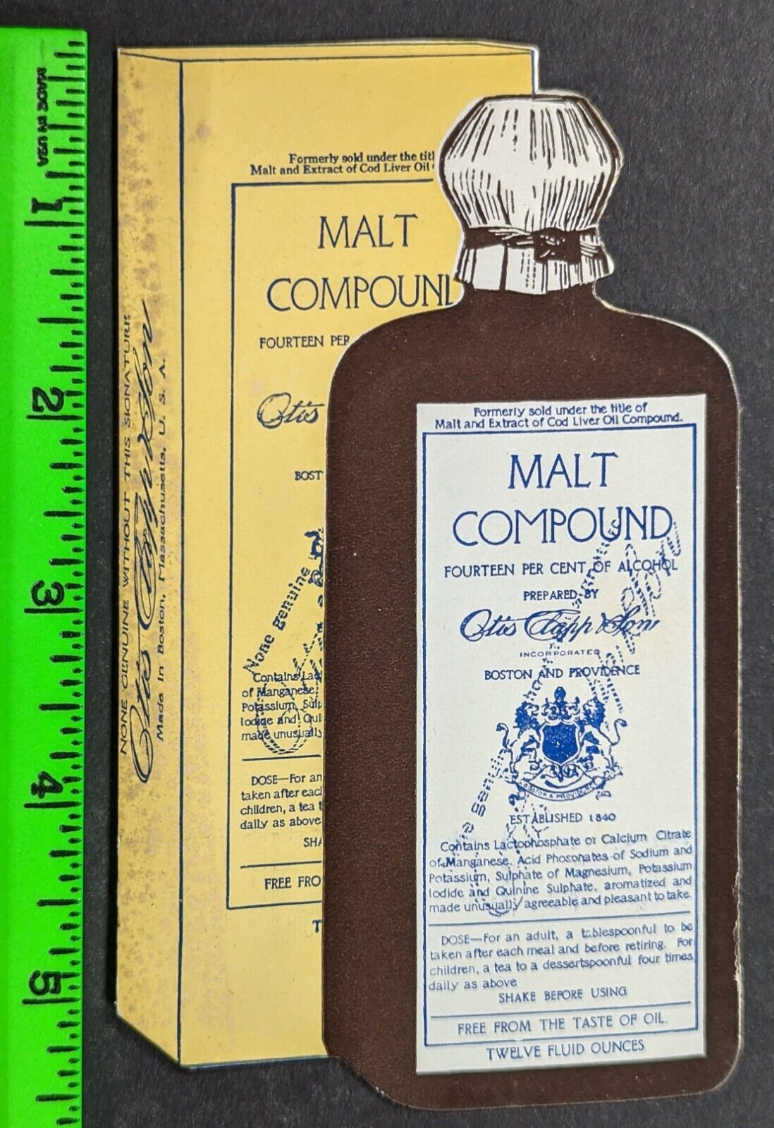Vintage 1880\'s Malt Compound Medicine Diecut Trade Card