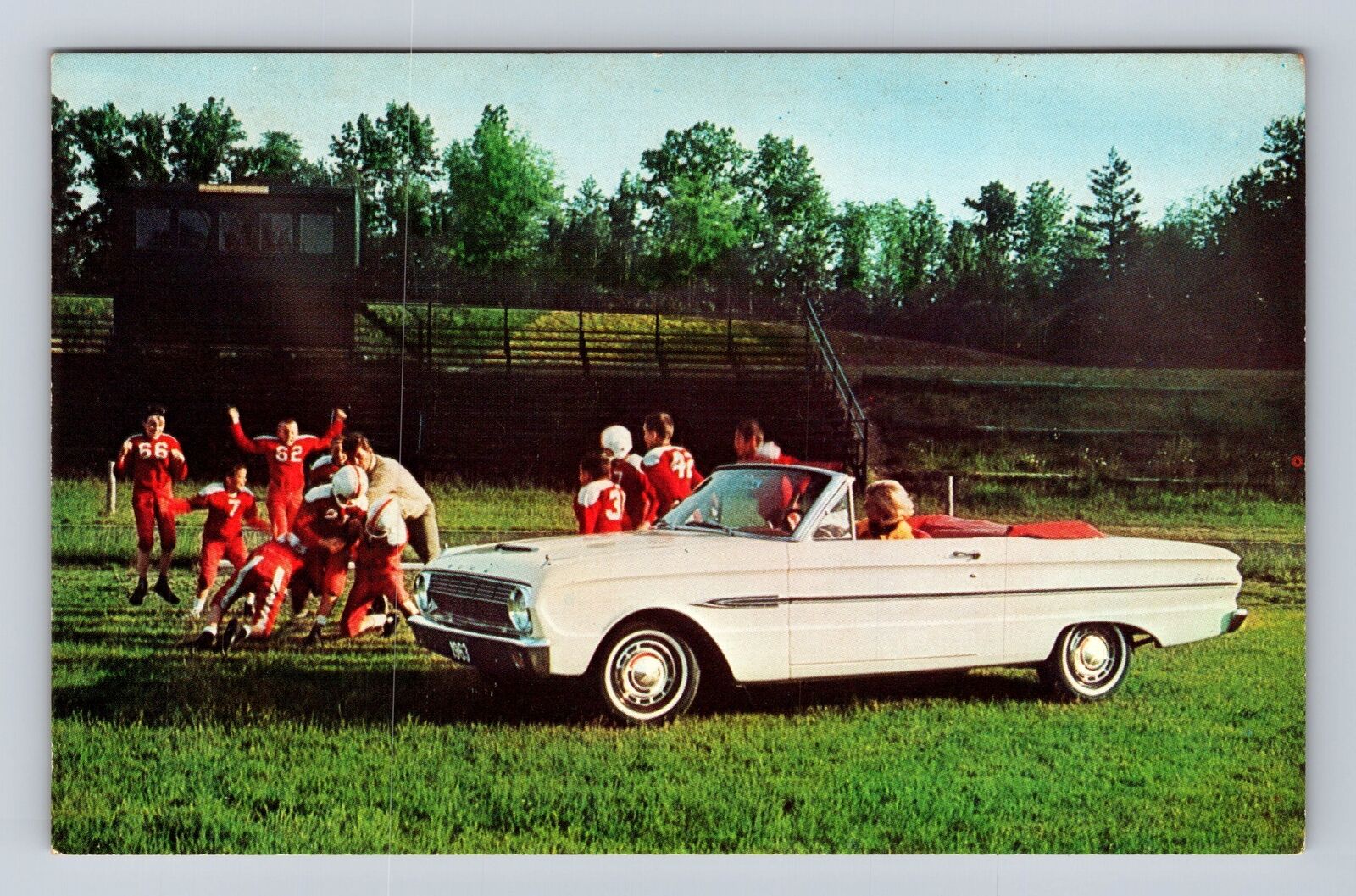 63 Ford Falcon Sports Convertible, Car, Transportation, Antique Vintage Postcard