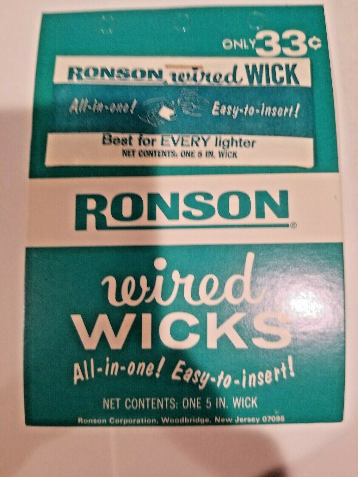Vintage Ronson Wired Wick on Original Card, NOS, Made in the USA
