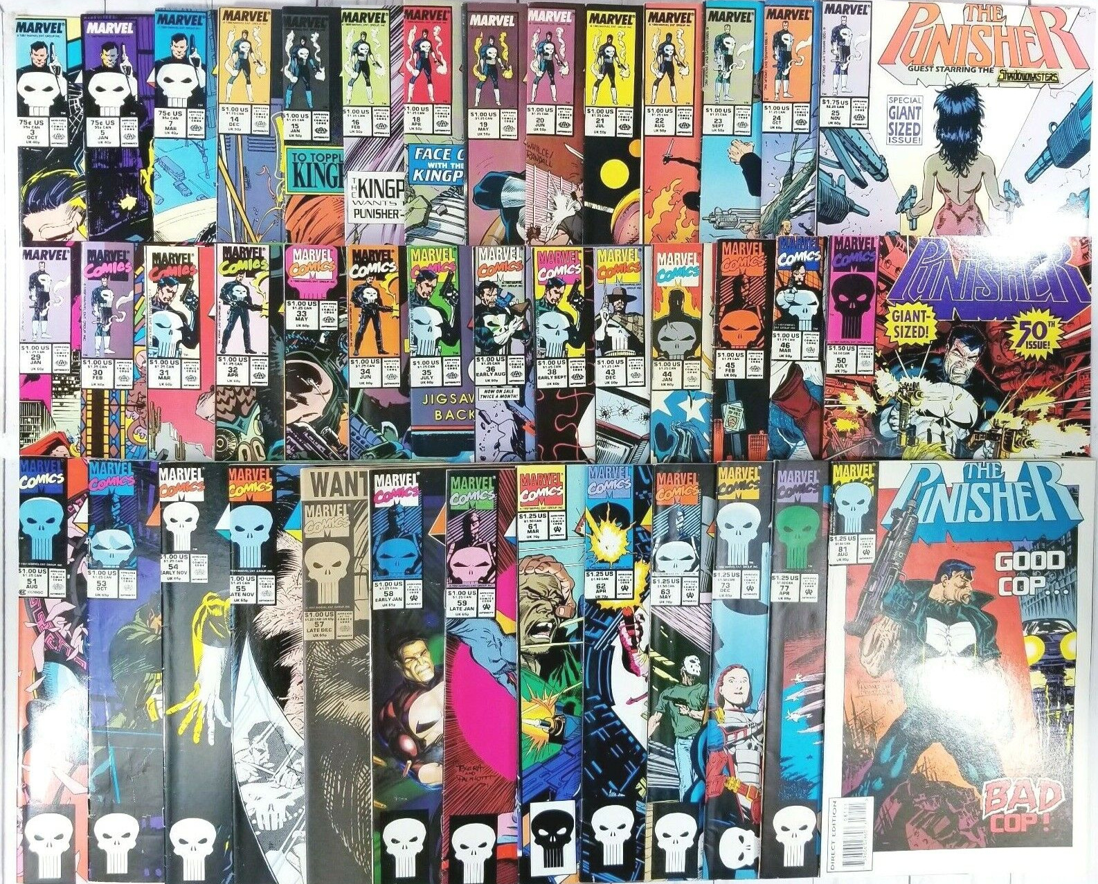 THE PUNISHER Vtg Comic Book Huge Lot 41 Issues, 1987 Marvel Comics, Frank Castle