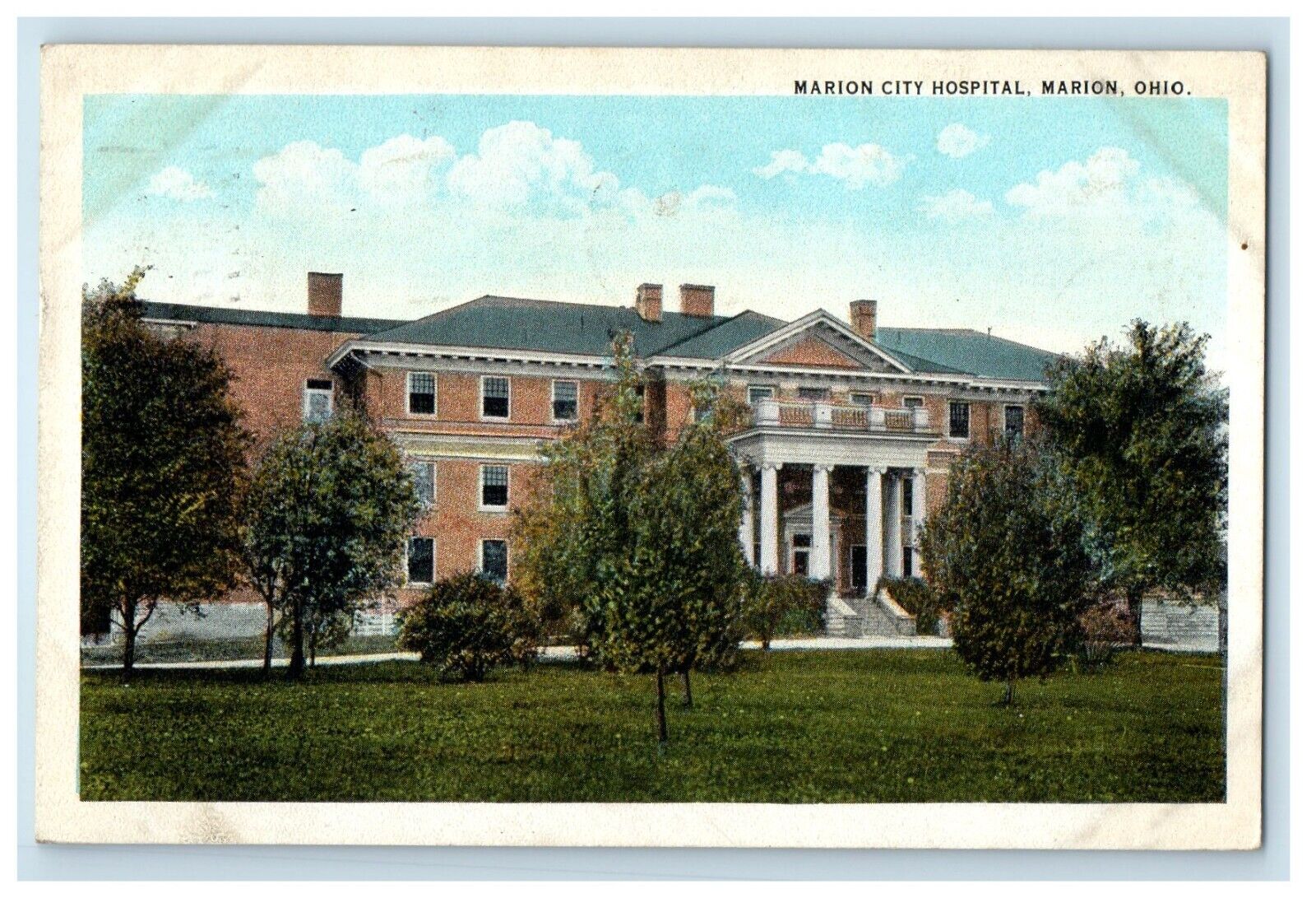 1924 Marion City Hospital Building Marion Ohio OH Posted Antique Postcard