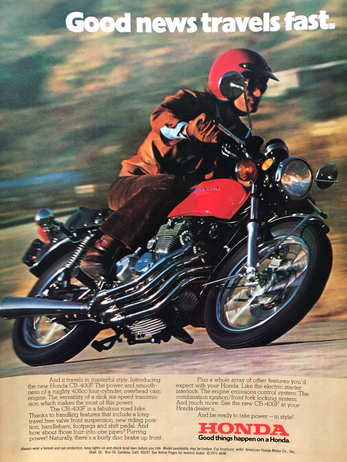 Vintage 1975 Honda motorcycle original ad