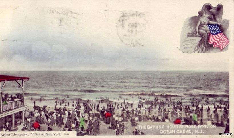 PRE-1907 Picturesque America THE BATHING HOUR ROSS PAVILION OCEAN GROVE, NJ 1906