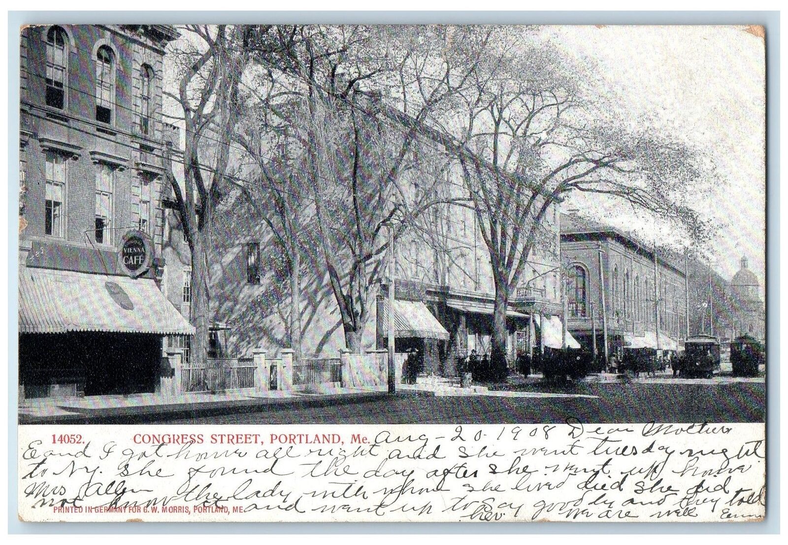 1908 Congress Street Shops Trees Scene Portland Maine ME Posted Vintage Postcard