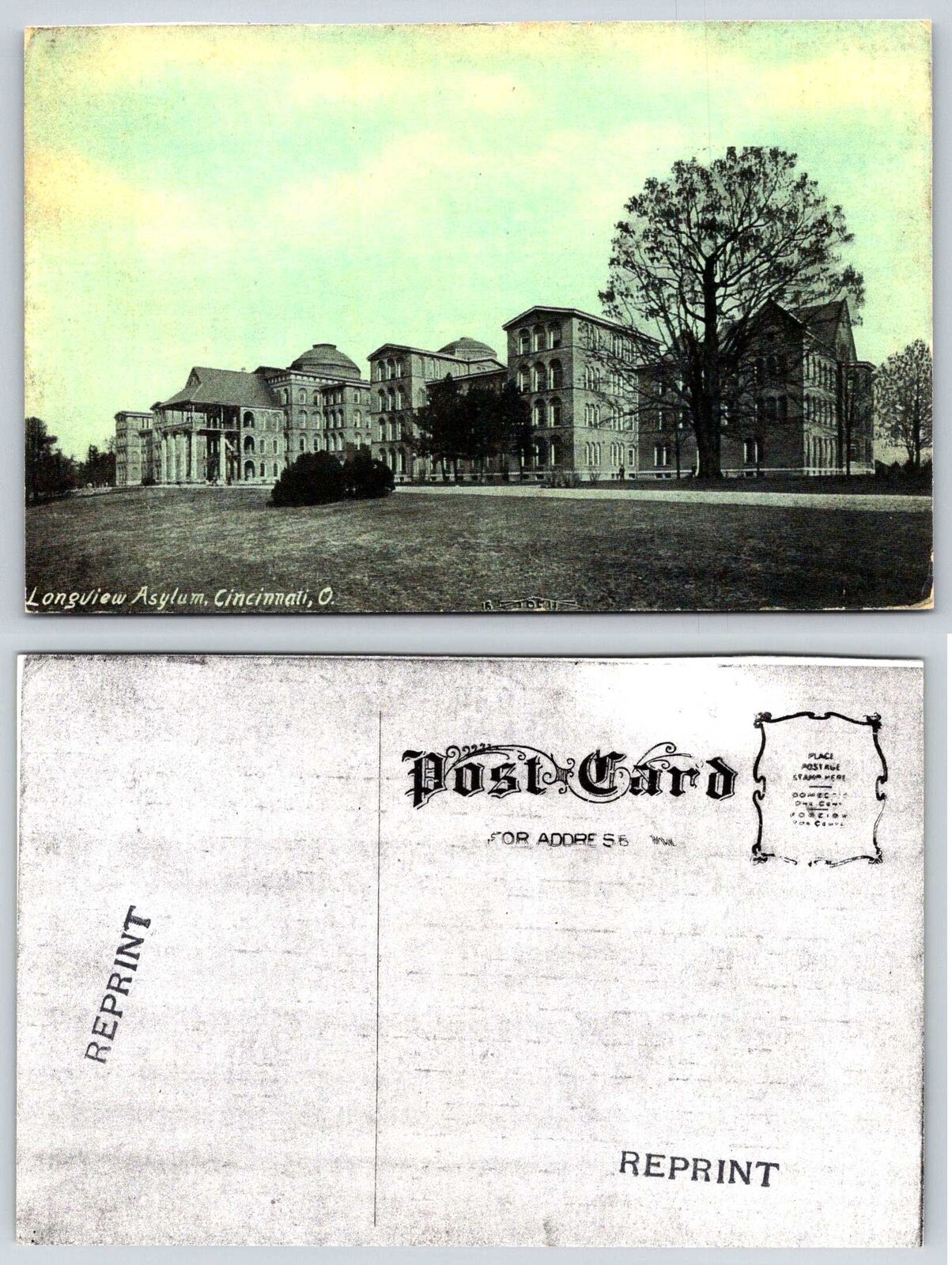 Cincinnati Ohio LONGVIEW INSANE ASYLUM HOSPITAL ~ NOTE REPRINT Postcard N493