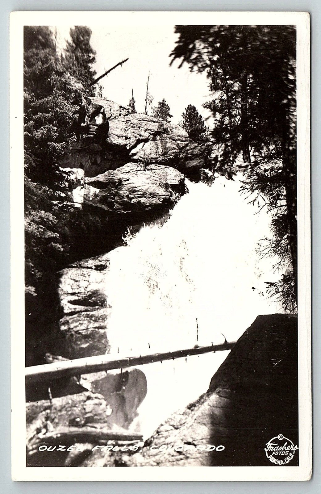 1930s OUZEL FALLS COLORADO ROCKY MOUNTAINS FRASHERS FOTOS RPPC POSTCARD P2464