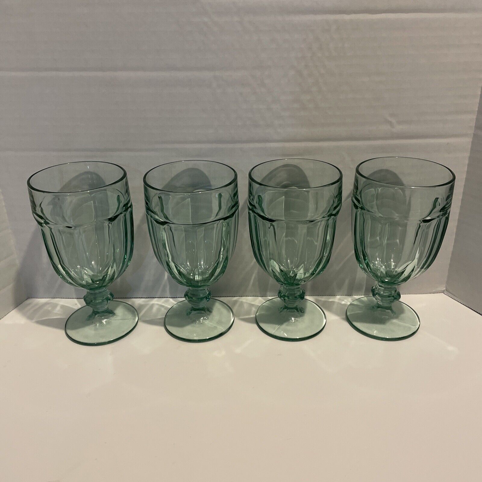 Vintage Lot Of 4 - Libbey Duratuff Gibraltar Spanish Green Goblet Glasses - NICE