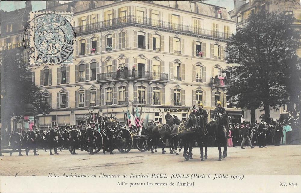 CPA 75 PARIS AMERICAN HOLIDAYS IN HONOR OF ADMIRAL PAUL JONES AFFUT CARRIER