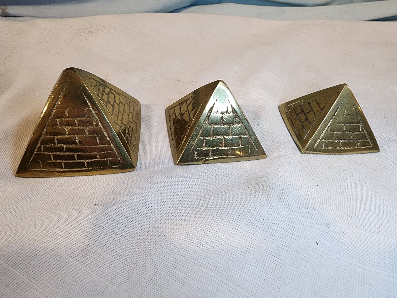 Vintage Solid Brass Pyramids from Egypt Nesting, Stackable - Set Of 2