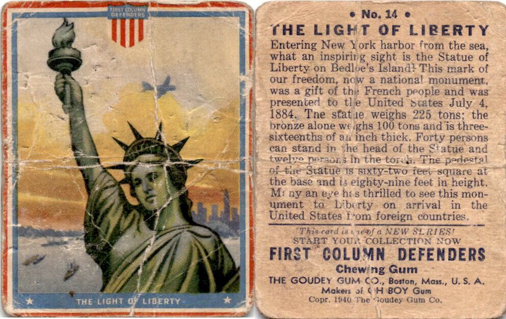 R50 Goudey, First Column Defenders, 1940, #14 Light Statue of Liberty (B3)