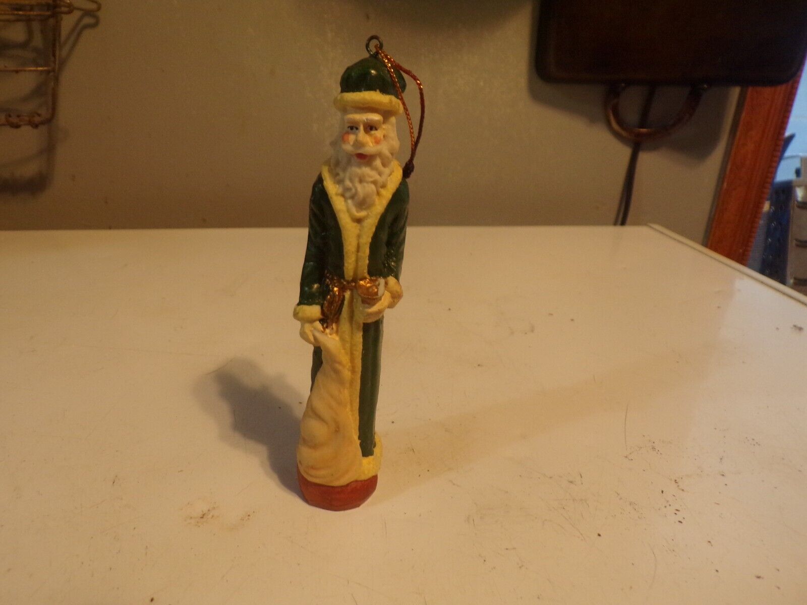 VINTAGE BEAUTIFUL THE FATHER OF CHRISTMAS IN GREEN ORNAMENT 6\'\' TALL  MINT