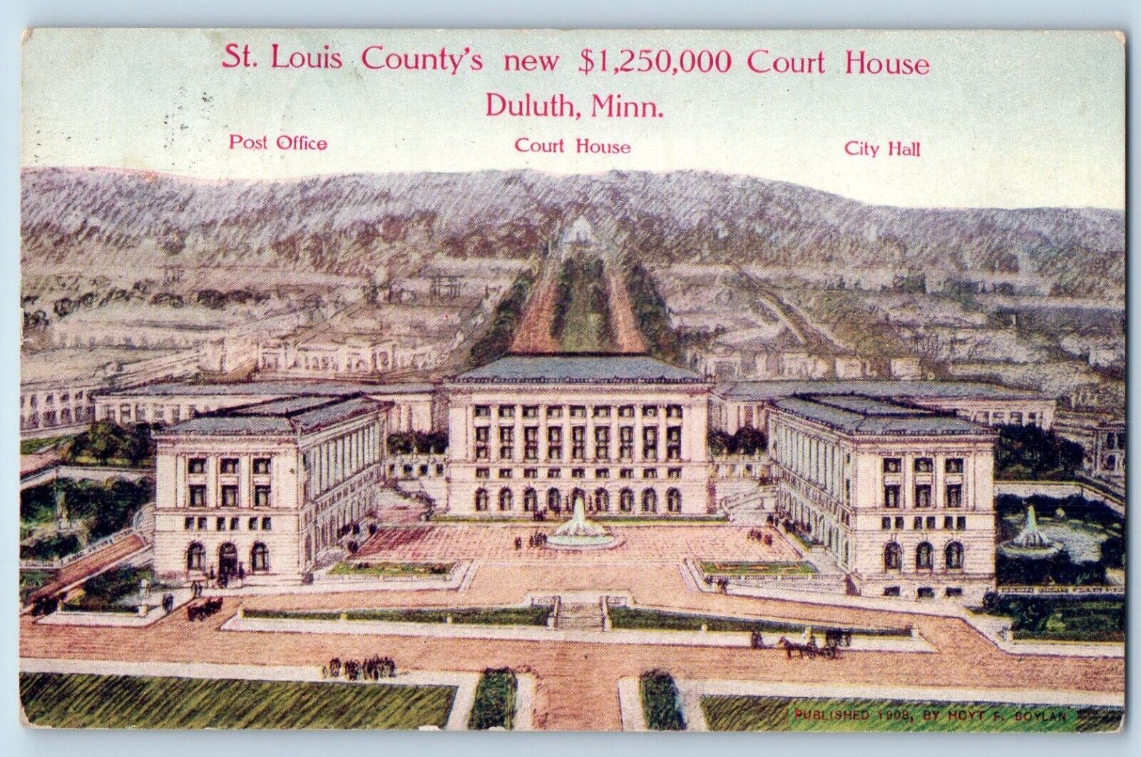 Duluth Minnesota Postcard St. Louis County's Court House Post Office City c1908